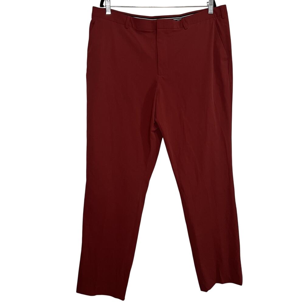 Perry Ellis Slim Fit Stretch Pants Men's Size 40x36 Red Performance Flat Front